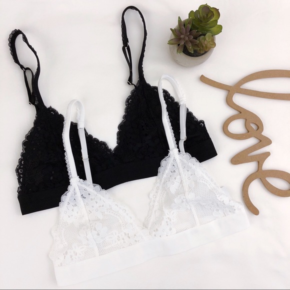 2 PACK Becca Lace Bralette Bra NEW Black & White - Picture 2 of 8